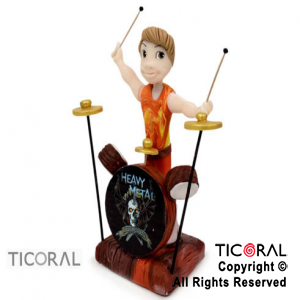 ADORNO MUSICO CON BATERIA A. PORCELANA FRIA x 1